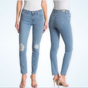 NWOT Paige Skyline Ankle Peg Jeans Ella Destructed SIZE 25